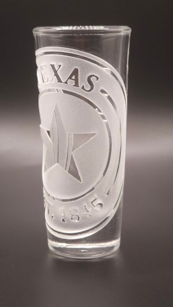 Texas engraved shot glass – Texas Star Deep Cut sandblasted design