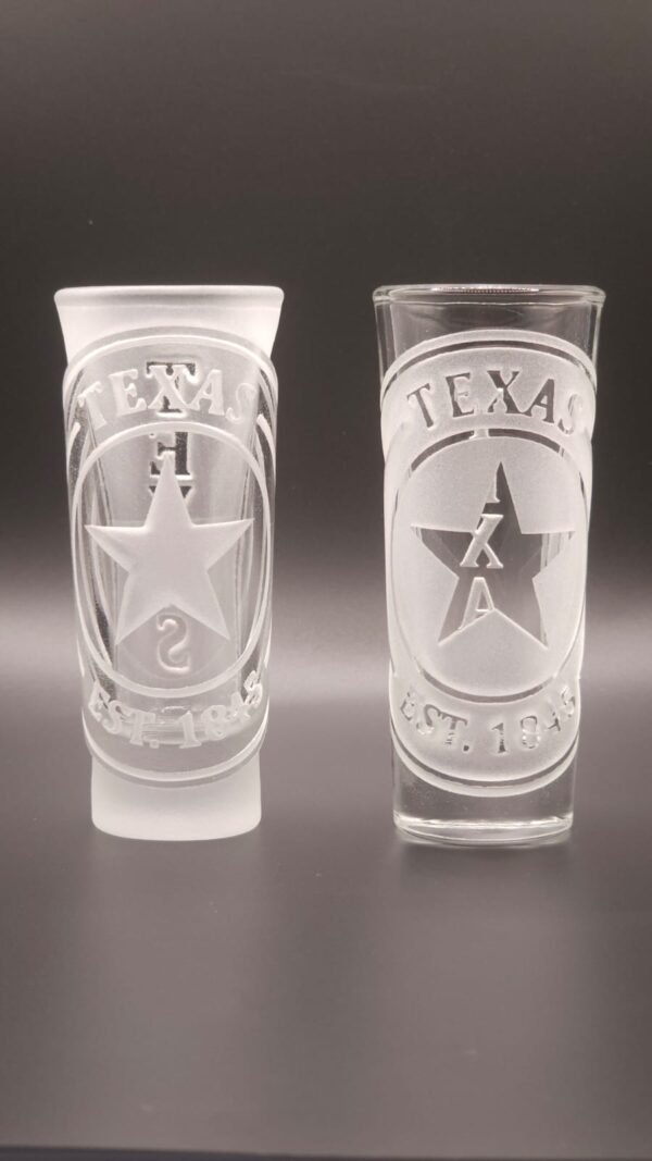 Texas engraved shot glass set – Deep Cut vs Raised Cut comparison