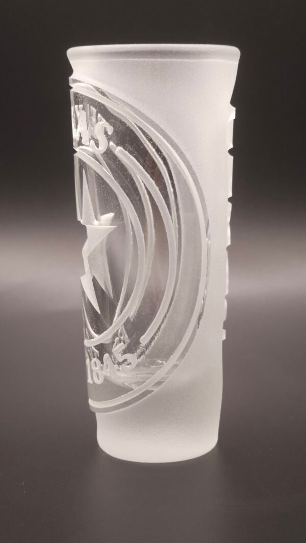 Texas engraved shot glass side profile – Raised Cut finish