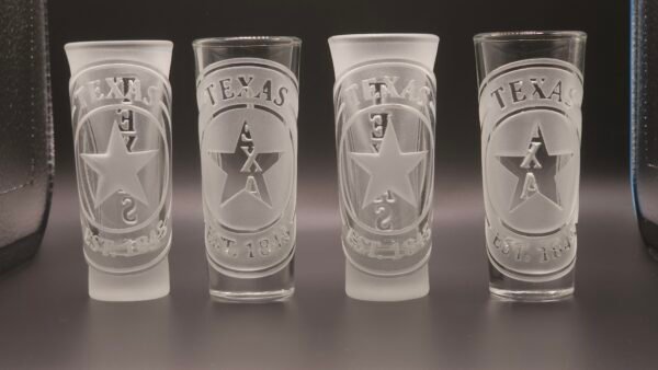 Texas engraved shot glass set of 4 – Texas Star Deep Cut and Raised Cut