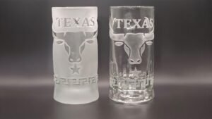 Texas engraved beer mug Heritage Longhorn comparison Deep Cut vs Raised Cut engraving styles