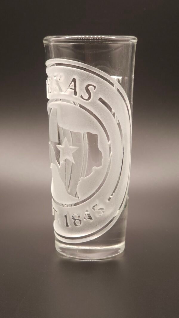 Lone Star Seal Deep Cut Texas Engraved Tequila Shot Glass Texas Lone Star Seal engraved tequila shot glass deep cut sandblasted engraving