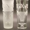 Texas Longhorn Heritage engraved tequila shot glasses clear and frosted sandblasted glass