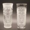 Texas shot glass Longhorn Emblem deep cut vs raised cut engraving comparison